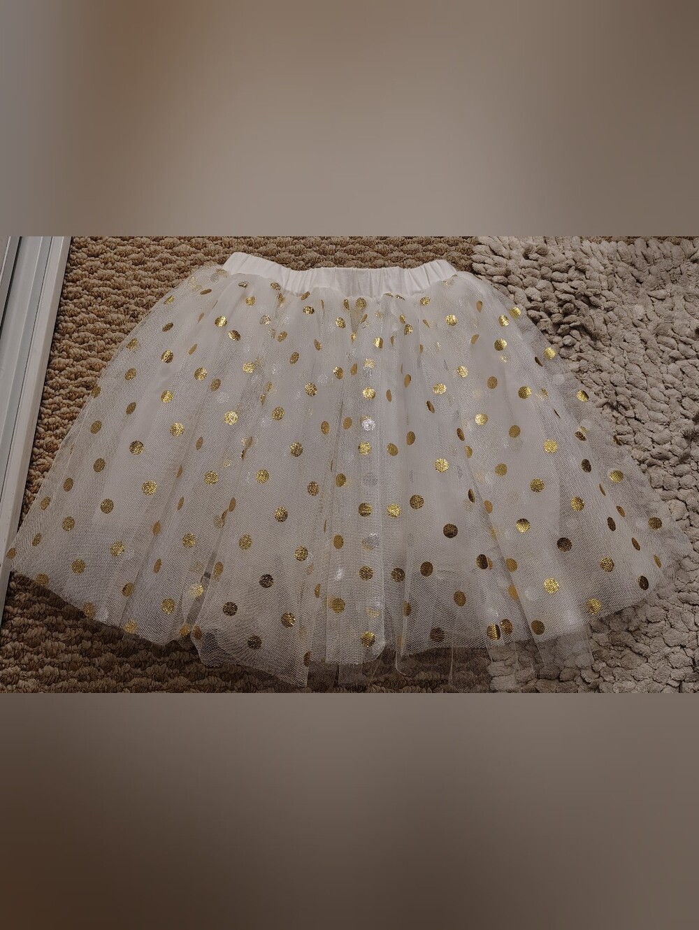 Tulle Skirt with Gold Polka Dots